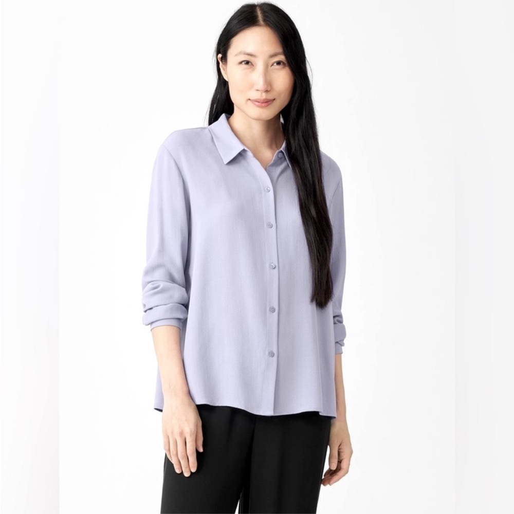 NWT Eileen Fisher Silk Georgette
Crepe Classic Collar Shirt